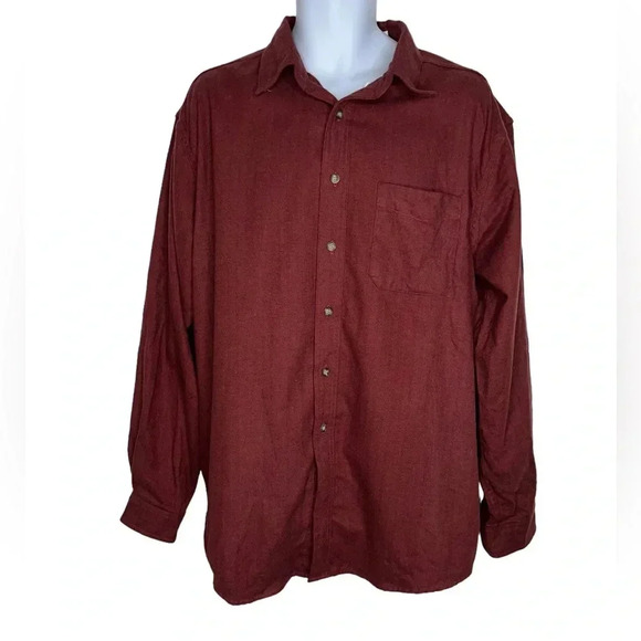L.L. Bean men’s maroon flannel button shown shirt sz XL Made in Canada - Picture 1 of 3